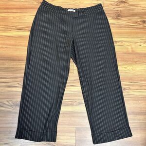 Soft by Avenue Women’s Pinstripe Pants Size 22/24 Black Pull On Career Plus